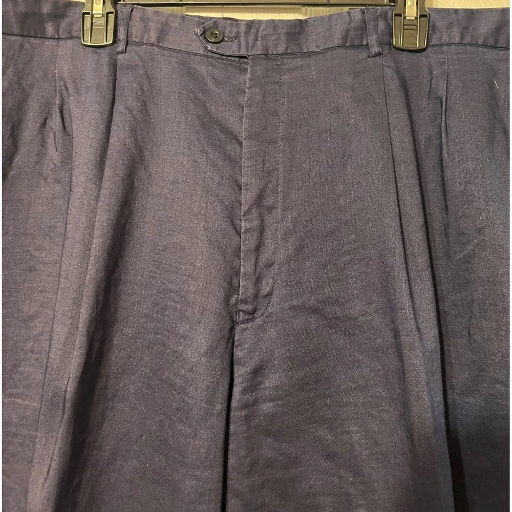 Man of Fashion Mens 2XL Navy Blue 100% Linen 2 Piece Shirt and Pants 44x34 Set